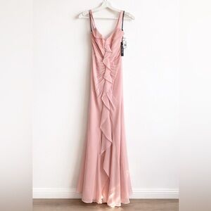 NWT Vera Wang Blush Chiffon Ruffle Gown Size 4 Formal Prom Wedding Guest